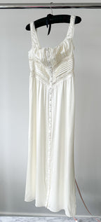House Of CB Llliana Ivory Satin Lace Trim Slip Dress