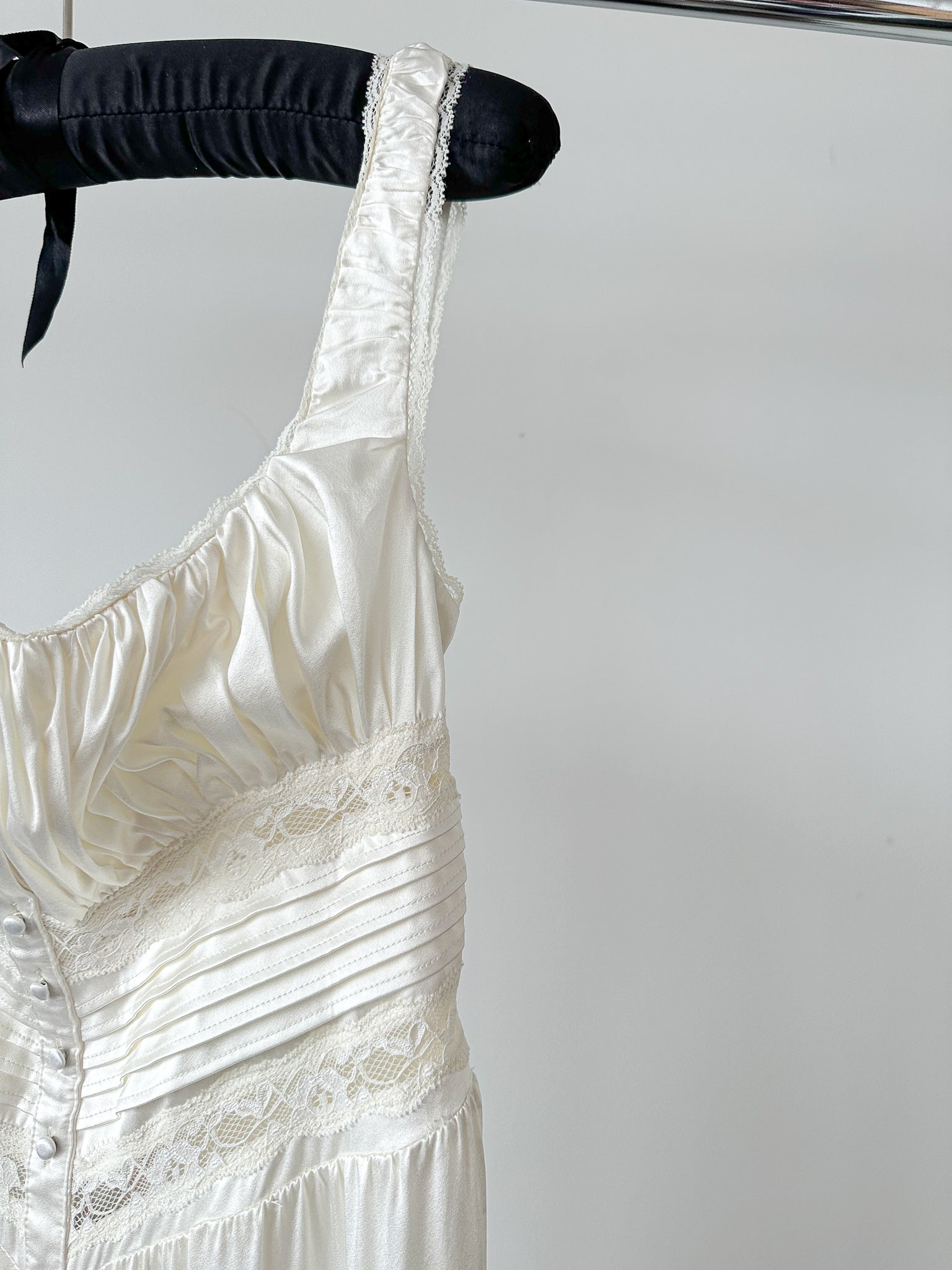 House Of CB Llliana Ivory Satin Lace Trim Slip Dress