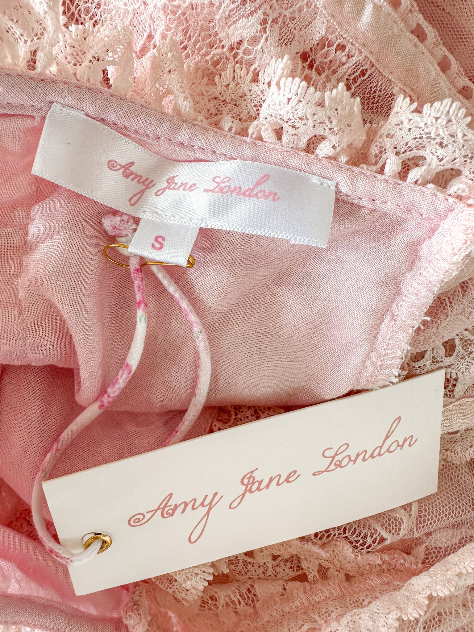 Amy Jane London Pink Iris Lace Coquette Corset Bodice Tiered Ruffle Tulle Hem Mini Dress - House Of Huntington