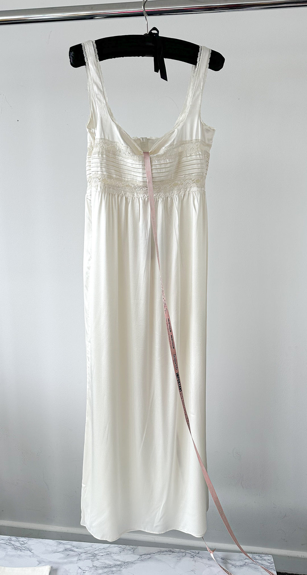 House Of CB Llliana Ivory Satin Lace Trim Slip Dress