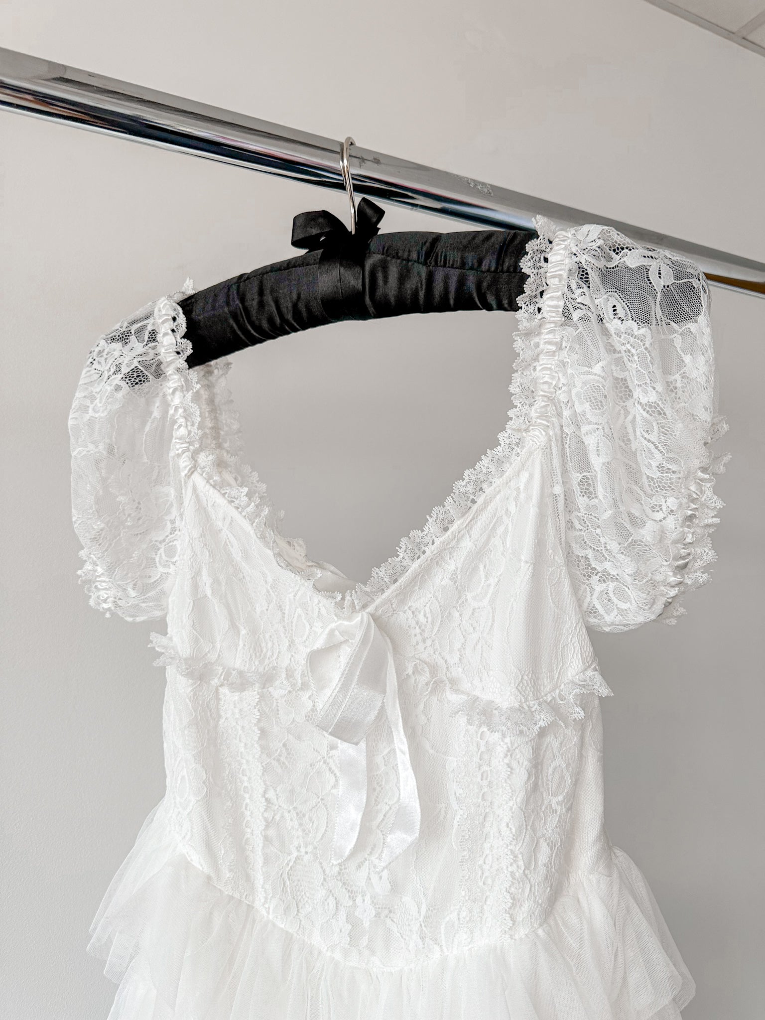 Amy Jane London White Sofia Lace Coquette Corset Style Ballerina Tulle Hem Mini Dress - House Of Huntington