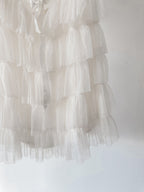 Amy Jane London White Sofia Lace Coquette Corset Style Ballerina Tulle Hem Mini Dress - House Of Huntington