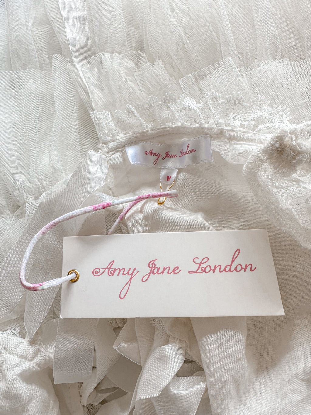 Amy Jane London White Sofia Lace Coquette Corset Style Ballerina Tulle Hem Mini Dress - House Of Huntington