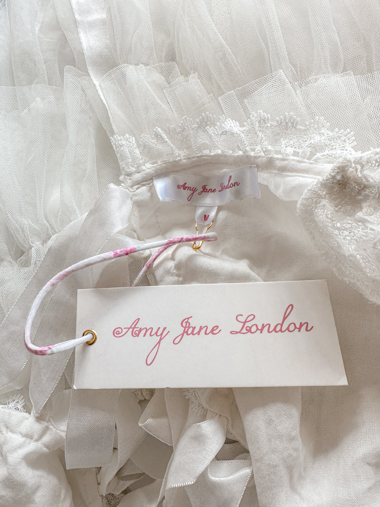 Amy Jane London White Sofia Lace Coquette Corset Style Ballerina Tulle Hem Mini Dress - House Of Huntington