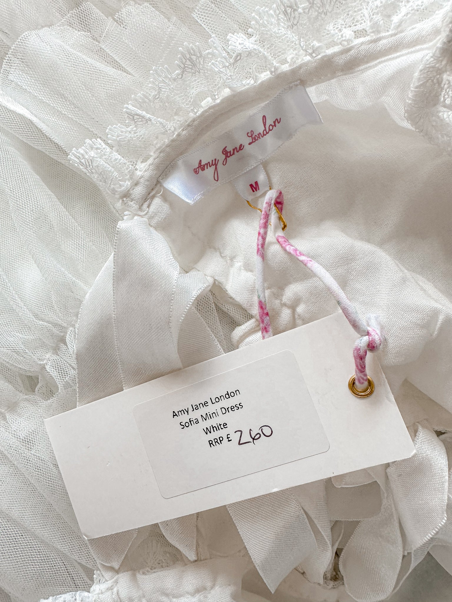Amy Jane London White Sofia Lace Coquette Corset Style Ballerina Tulle Hem Mini Dress - House Of Huntington