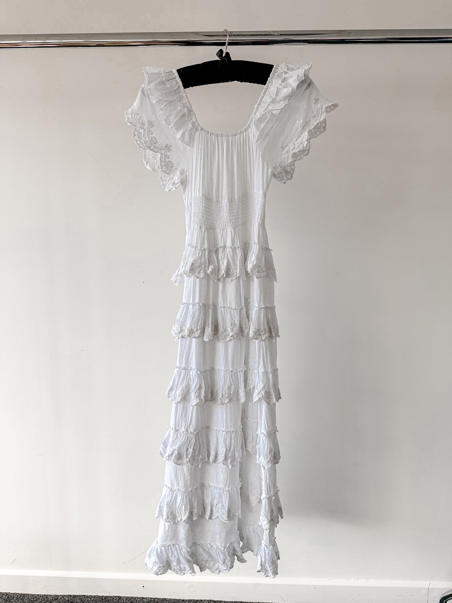 Amy Jane London White Harper Victorian Lace Tiered Maxi Dress - House Of Huntington