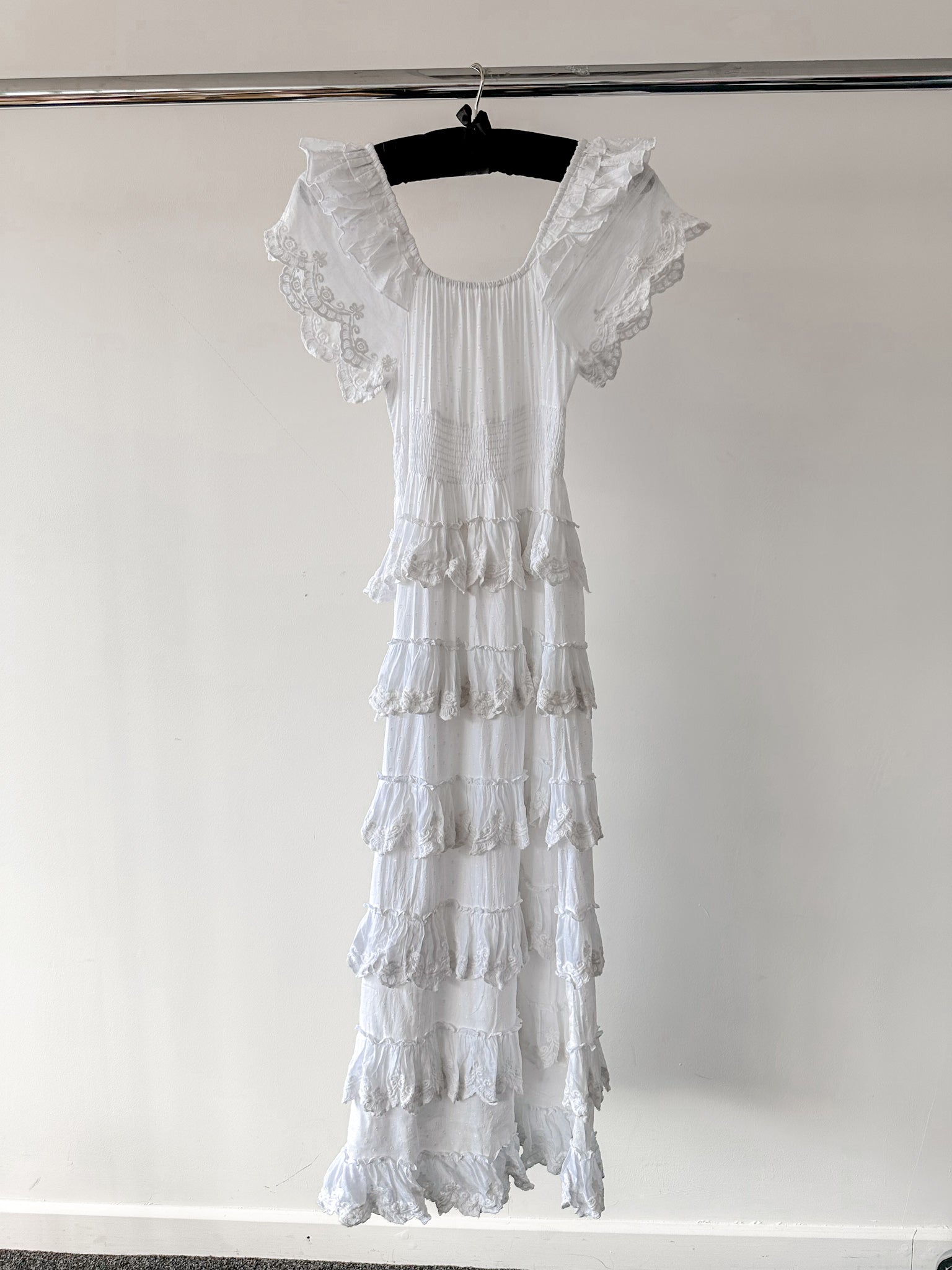 Amy Jane London White Harper Victorian Lace Tiered Maxi Dress - House Of Huntington