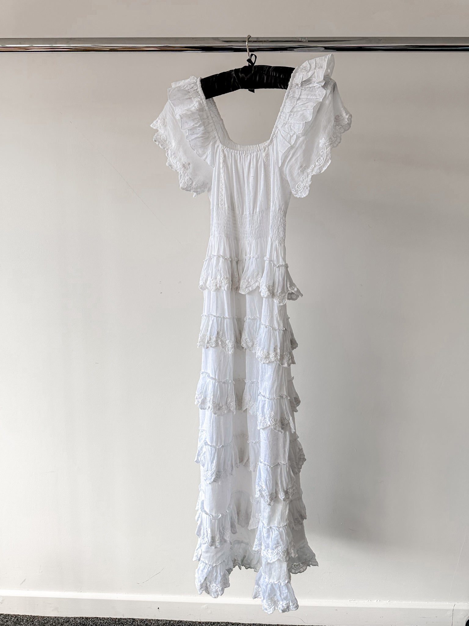 Amy Jane London White Harper Victorian Lace Tiered Maxi Dress - House Of Huntington