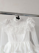 Amy Jane London White Long Sleeve Ruffle Tiered Detail Flared Evalina Mini Dress - House Of Huntington