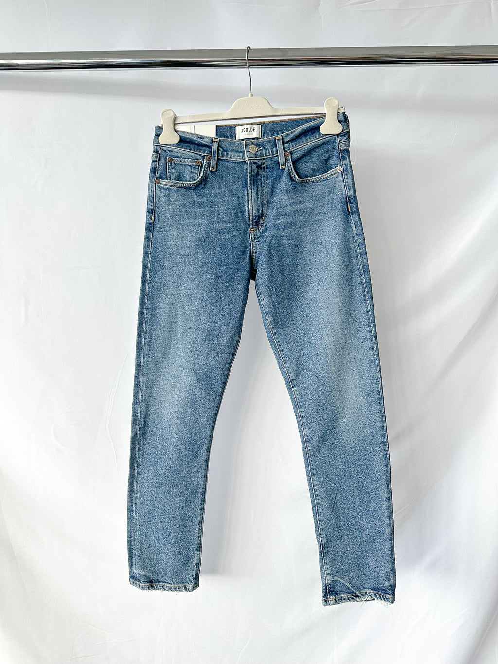 Agolde Toni Mid Rise Slim Leg Blue Denim Jeans