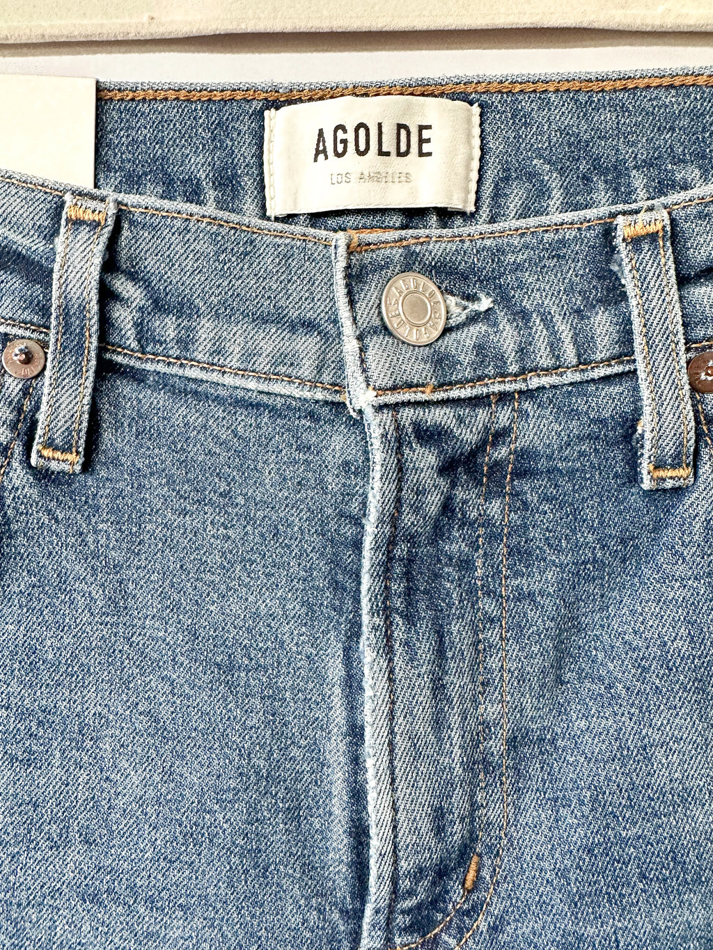Agolde Toni Mid Rise Slim Leg Blue Denim Jeans