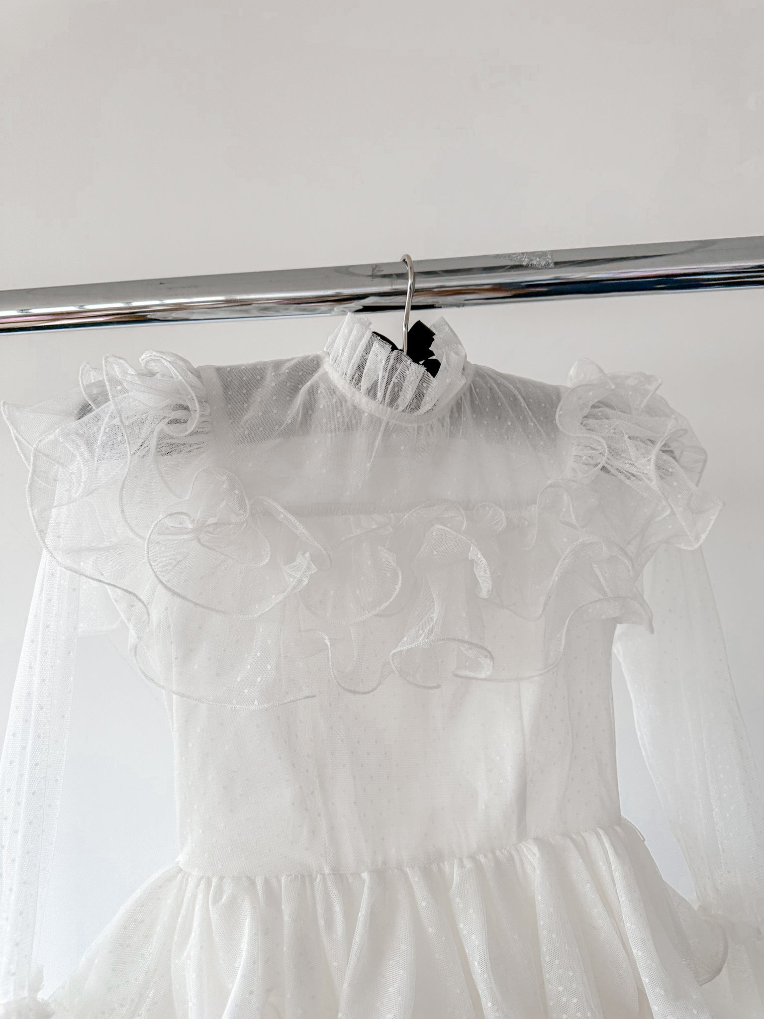 Amy Jane London White Long Sleeve Ruffle Tiered Detail Flared Evalina Mini Dress - House Of Huntington