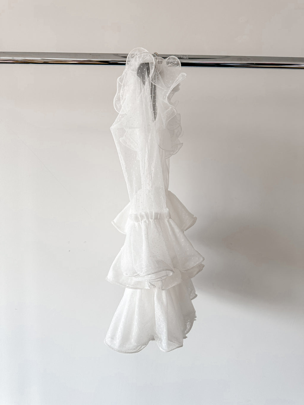 Amy Jane London White Long Sleeve Ruffle Tiered Detail Flared Evalina Mini Dress - House Of Huntington