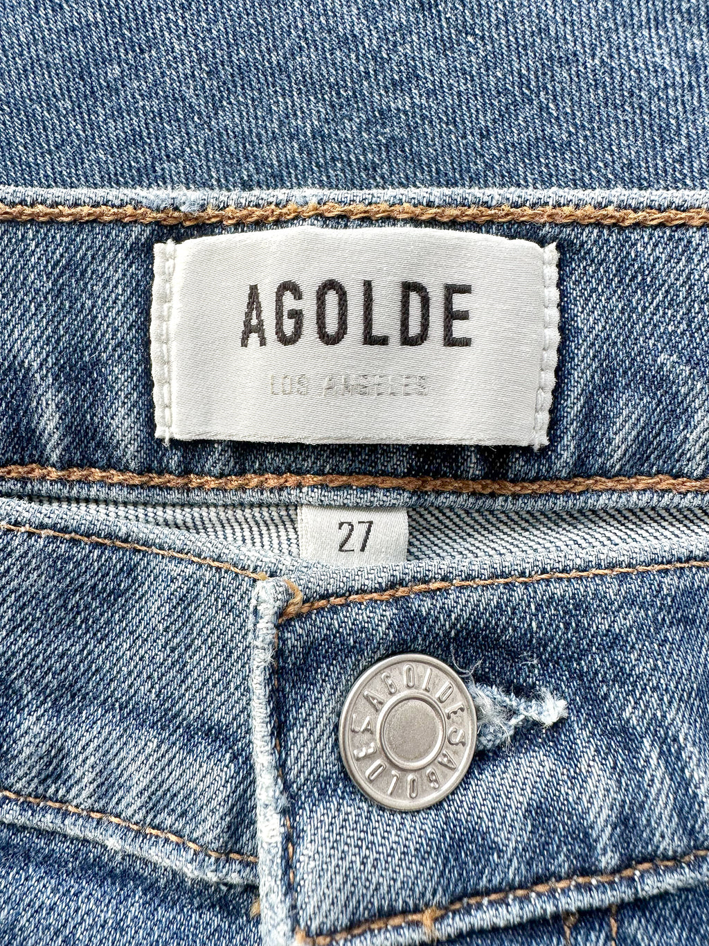 Agolde Toni Mid Rise Slim Leg Blue Denim Jeans