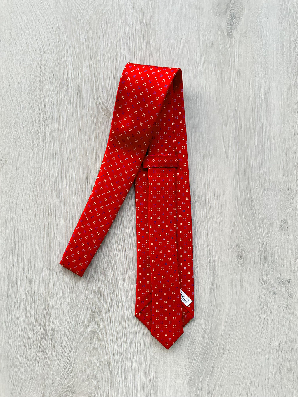 E Marinella Red Tie Blue 4 Dot Print