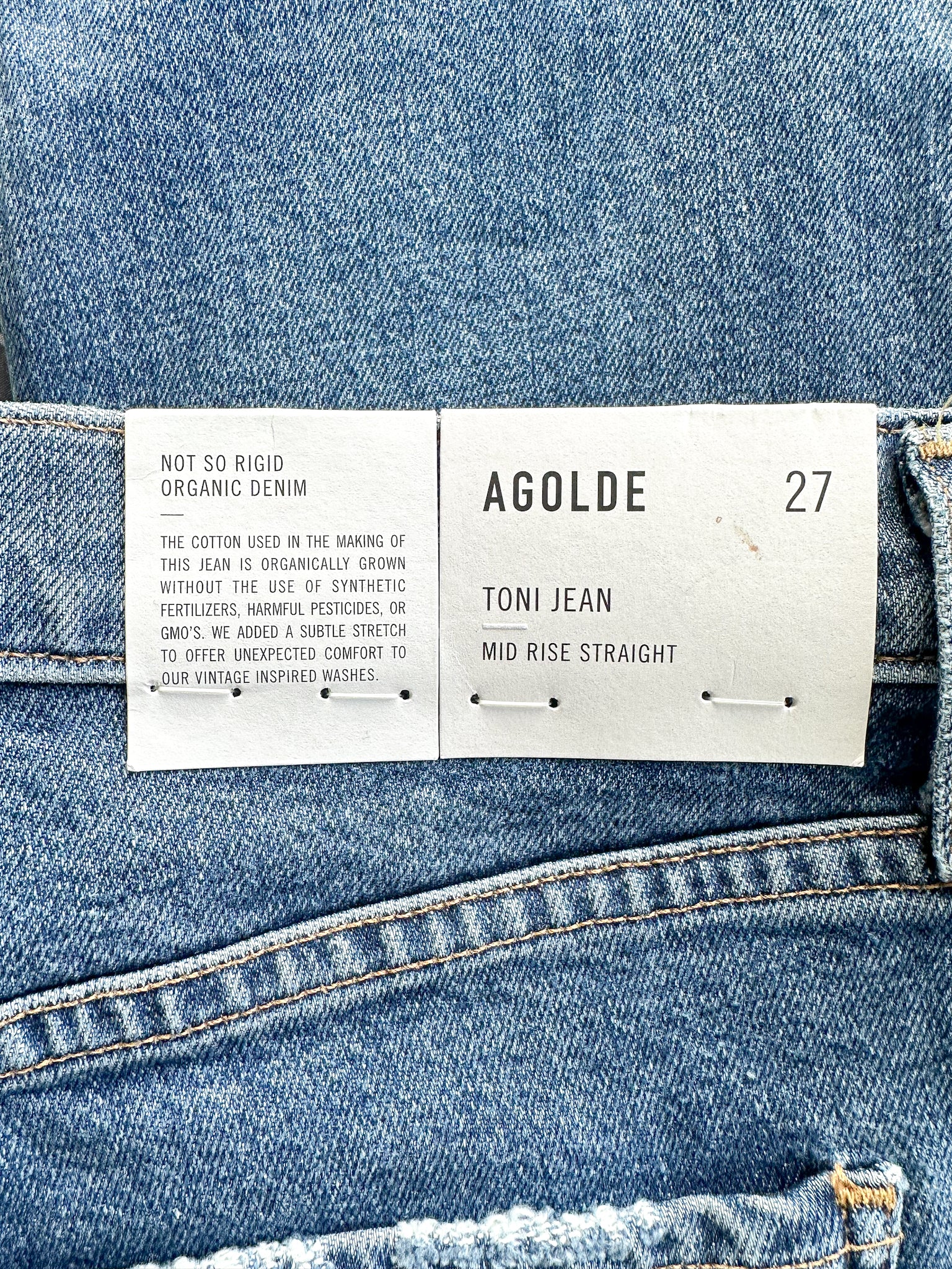 Agolde Toni Mid Rise Slim Leg Blue Denim Jeans