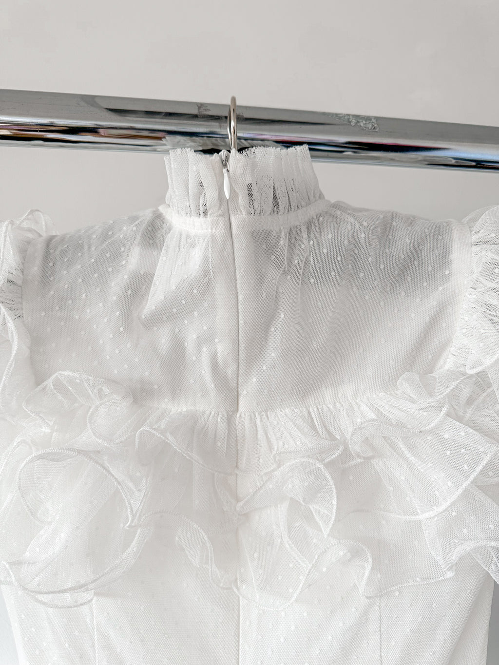 Amy Jane London White Long Sleeve Ruffle Tiered Detail Flared Evalina Mini Dress - House Of Huntington