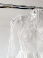 Amy Jane London White Long Sleeve Ruffle Tiered Detail Flared Evalina Mini Dress - House Of Huntington