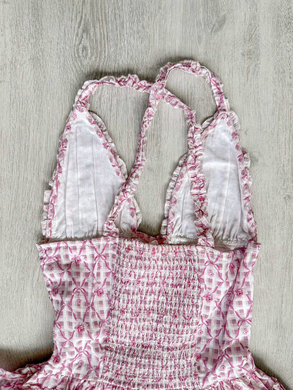 Amy Jane London Pink Ditsy Floral Bow Print Corset Lace Up Bodice Ruffle Tiered Mini Fairytale Iris Dress - House Of Huntington