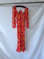 Rixo Jeanie Floral Print Silk Midi Dress