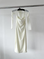 House Of CB Millarose White Mesh Corset Long Sleeve Collared Open Front Midi Dress