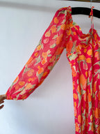 Rixo Jeanie Floral Print Silk Midi Dress