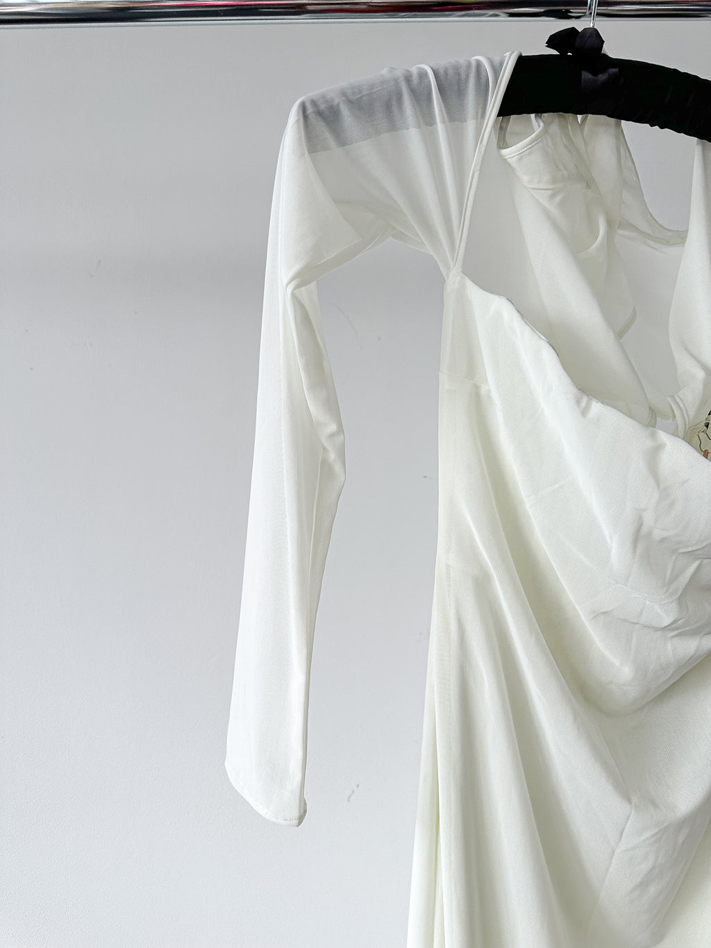 House Of CB Millarose White Mesh Corset Long Sleeve Collared Open Front Midi Dress