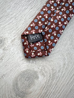 E Marinella Dark Brown Blue Floral Silk Tie