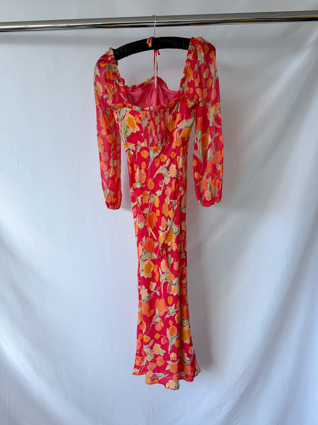 Rixo Jeanie Floral Print Silk Midi Dress