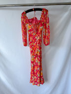 Rixo Jeanie Floral Print Silk Midi Dress
