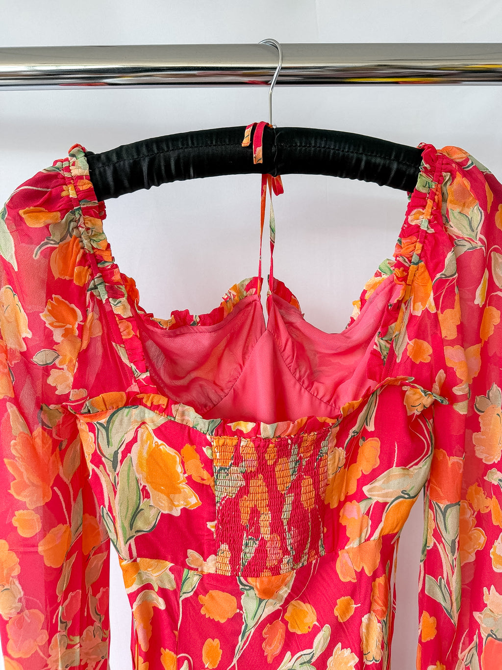 Rixo Jeanie Floral Print Silk Midi Dress