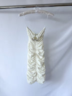 Area NYC White Heart Ring Ruched Mini Dress