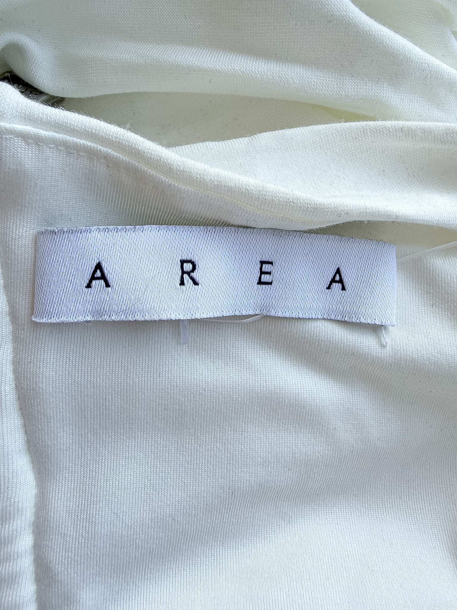 Area NYC White Heart Ring Ruched Mini Dress