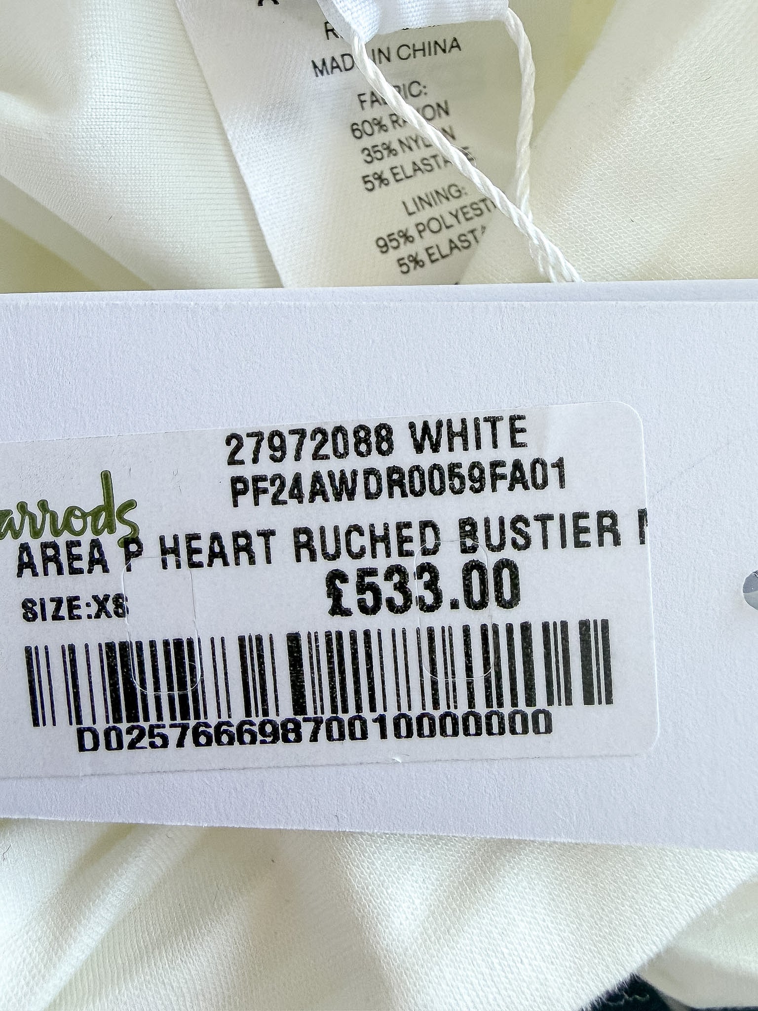 Area NYC White Heart Ring Ruched Mini Dress