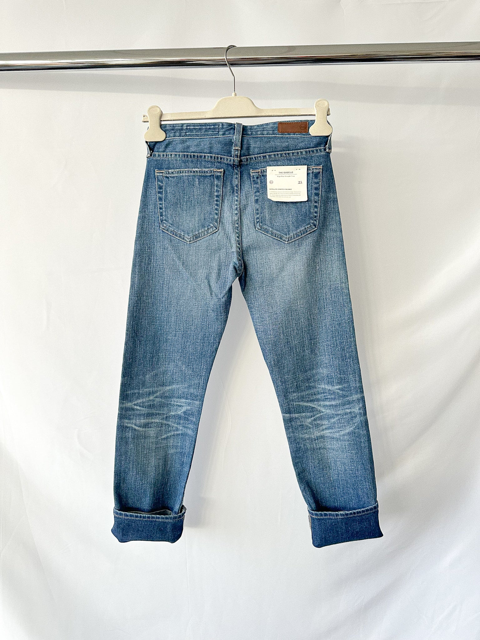 AG Jeans Blue Denim Isabelle High Rise Straight Leg Crop Jeans