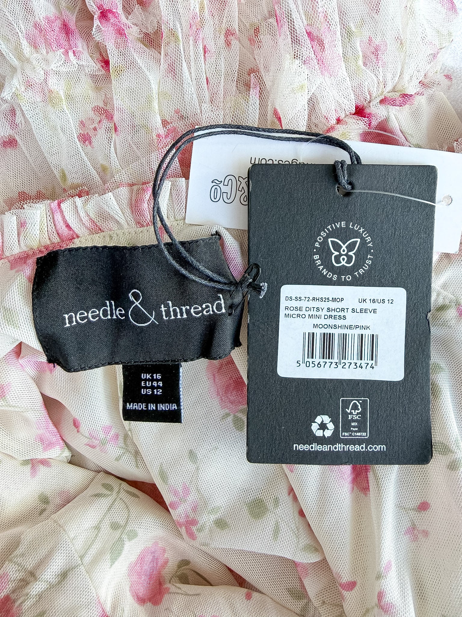Needle & Thread Rose Ditsy Frilled Woven Mini Dress