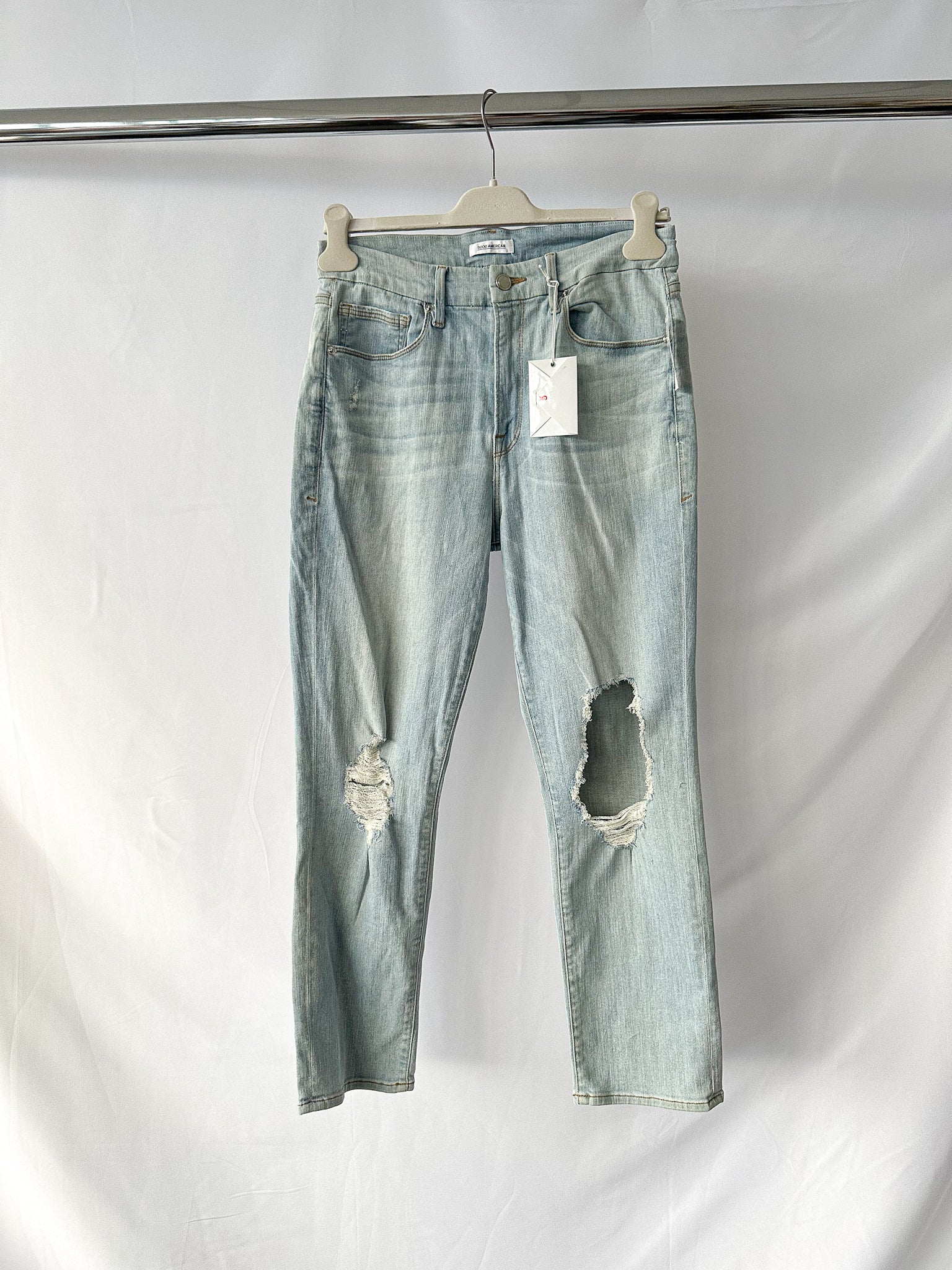 Good American Good Cuts Light Blue Distressed Jeans