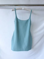 Bec + Bridge Reina Blue Open-Back Stretch-Woven Mini Dres