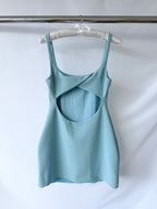 Bec + Bridge Reina Blue Open-Back Stretch-Woven Mini Dres