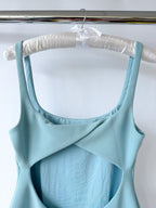Bec + Bridge Reina Blue Open-Back Stretch-Woven Mini Dres