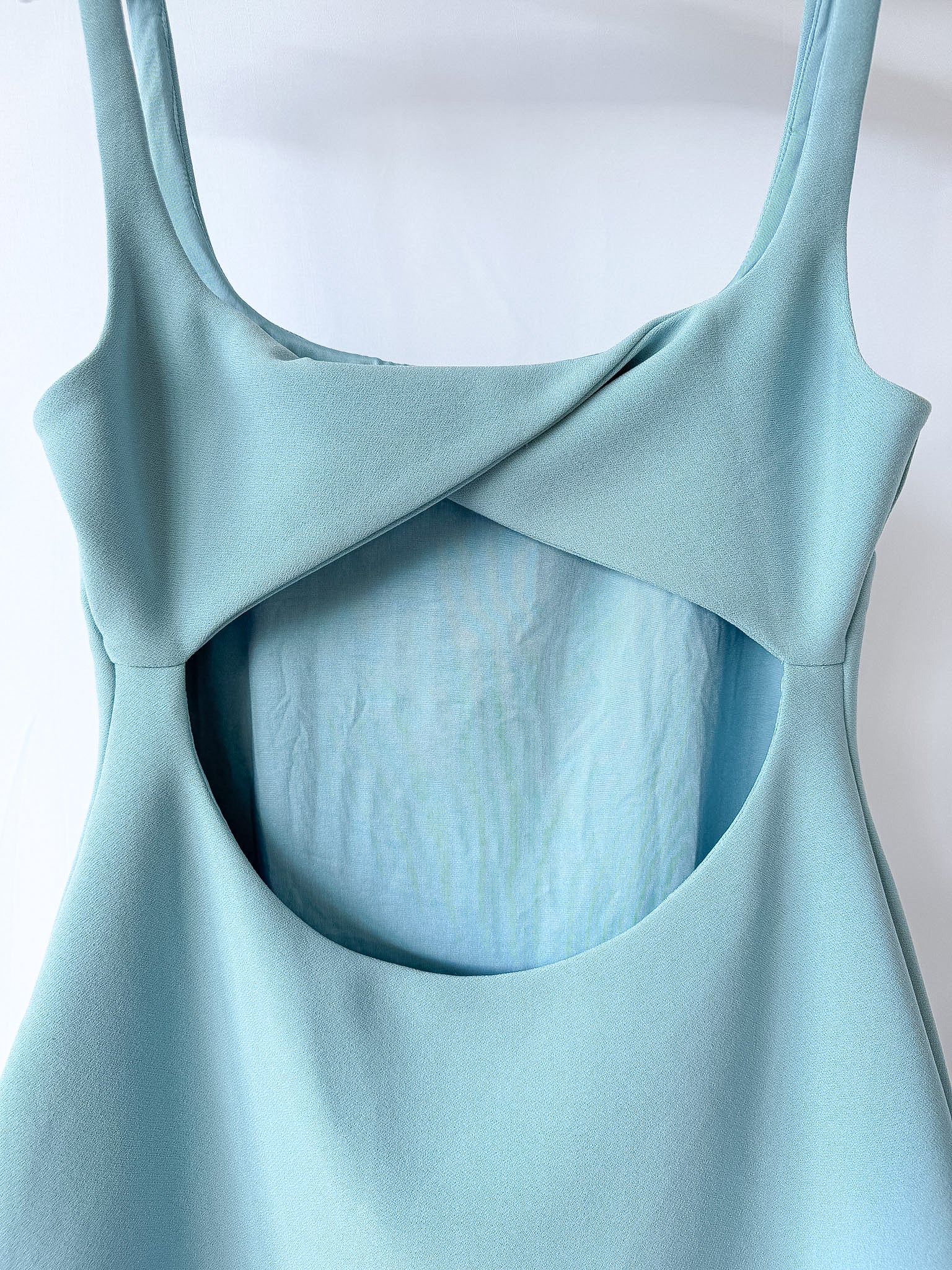 Bec + Bridge Reina Blue Open-Back Stretch-Woven Mini Dres