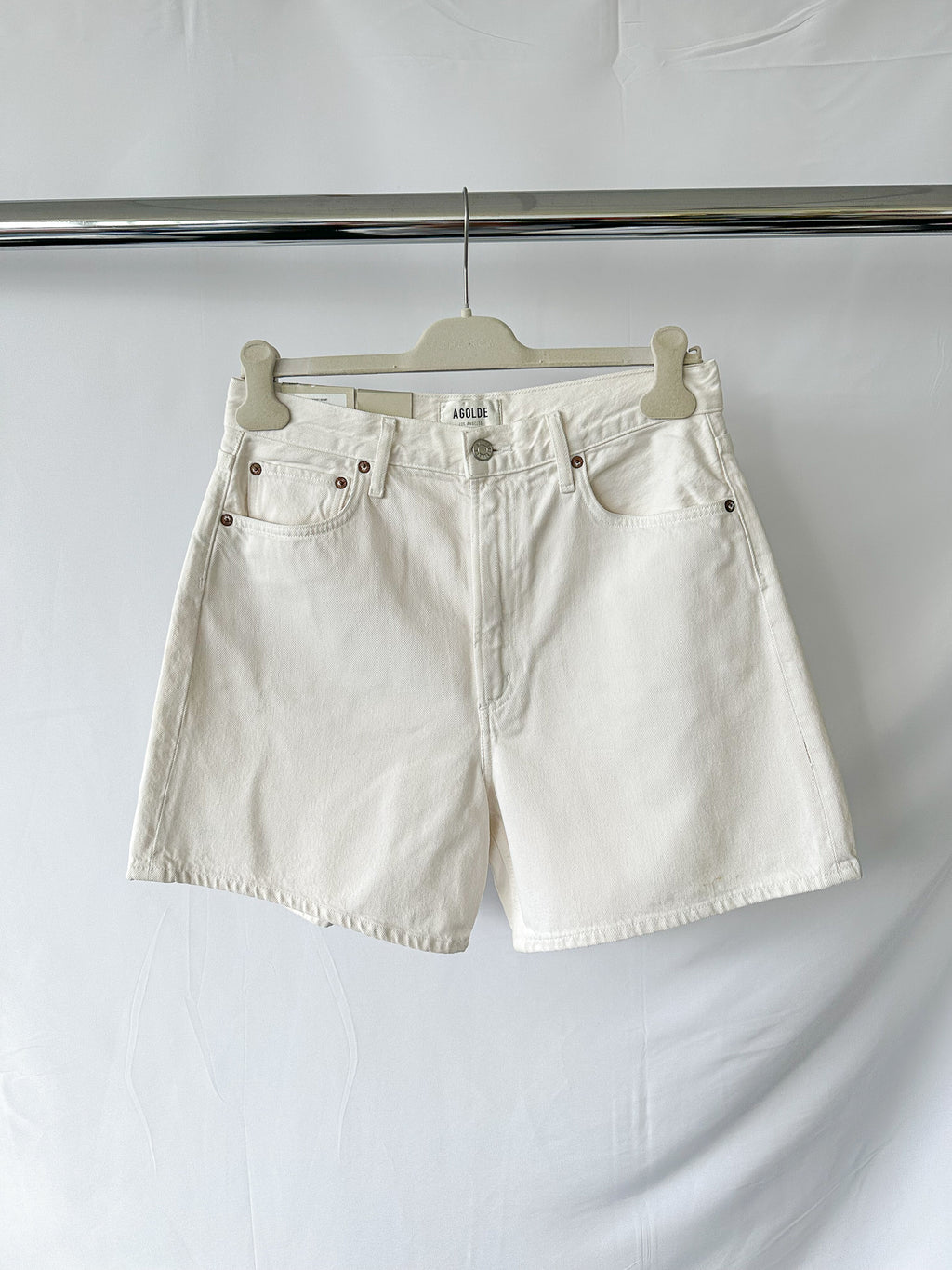 Agolde White Stella Denim Baggy Shorts