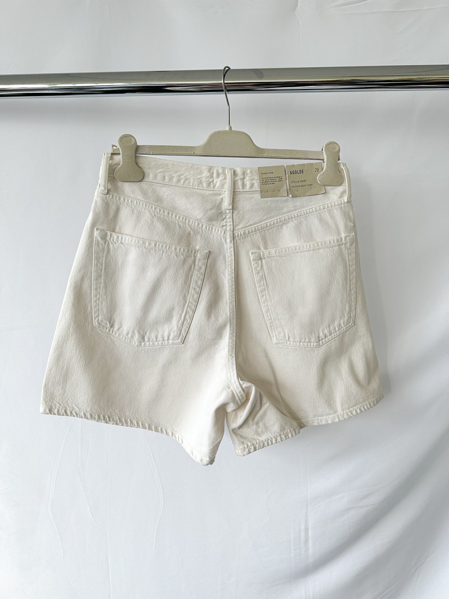 Agolde White Stella Denim Baggy Shorts