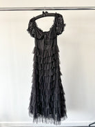 Amy Jane London Black Lace Sweetheart Neck Coquette Sofia Maxi Tulle Dress - House Of Huntington