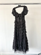 Amy Jane London Black Lace Sweetheart Neck Coquette Sofia Maxi Tulle Dress - House Of Huntington