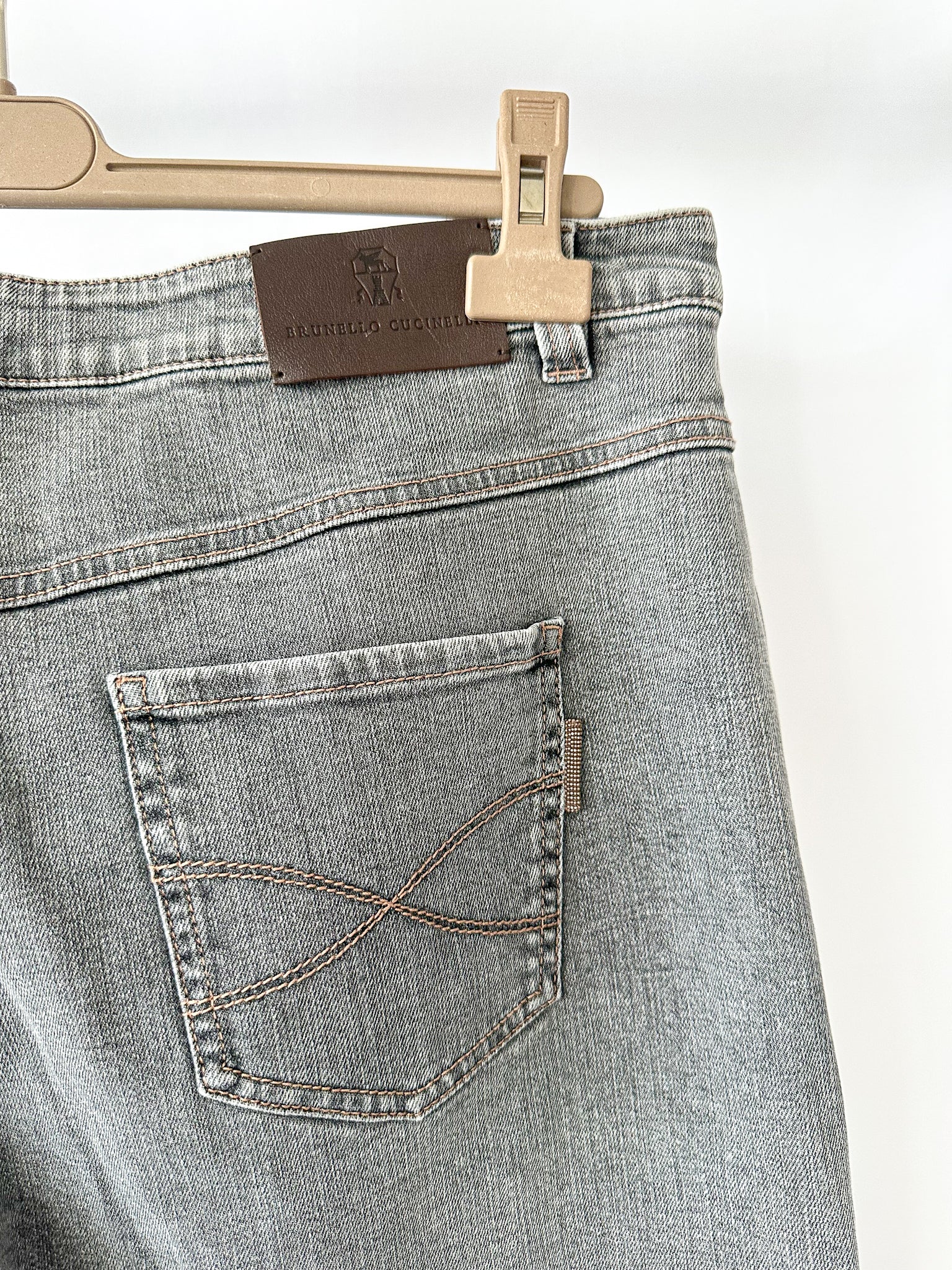 Brunello Cucinelli Grey The Boyish Tapered Hem Jeans
