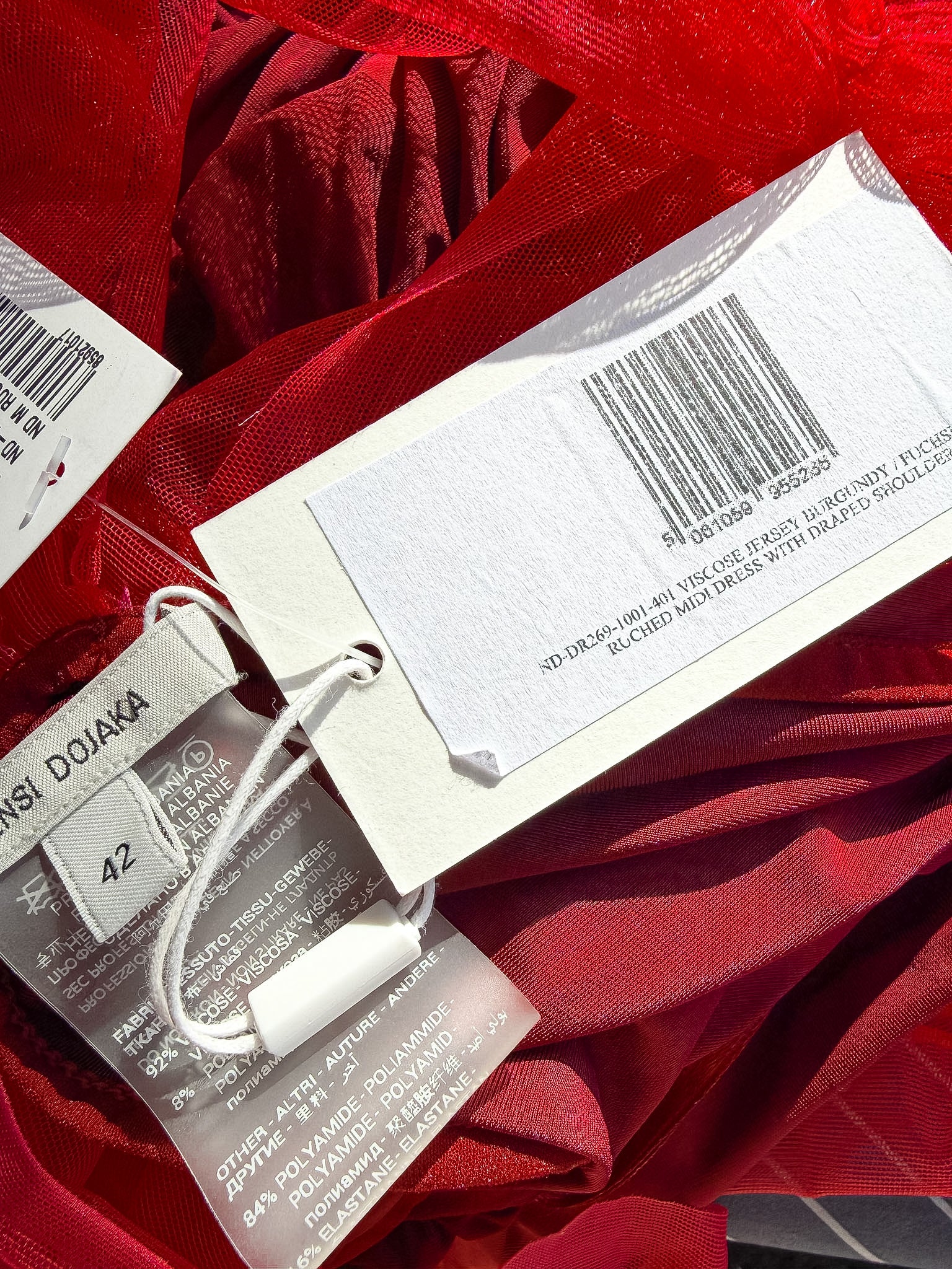 Nensi Dojaka Burgundy Pink Midi Dress