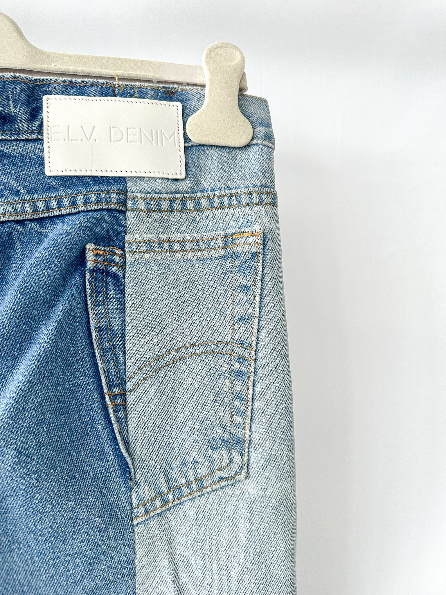 E.L.V. Denim The Twin Two Tone Light Blue Straight Leg Jeans