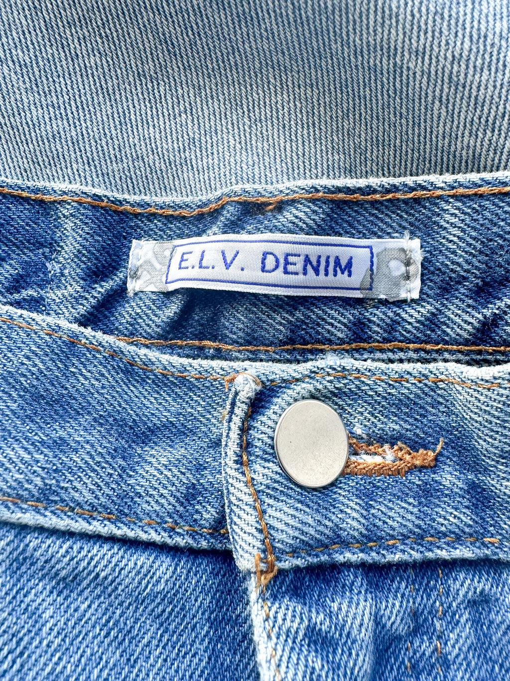 E.L.V. Denim The Twin Two Tone Light Blue Straight Leg Jeans