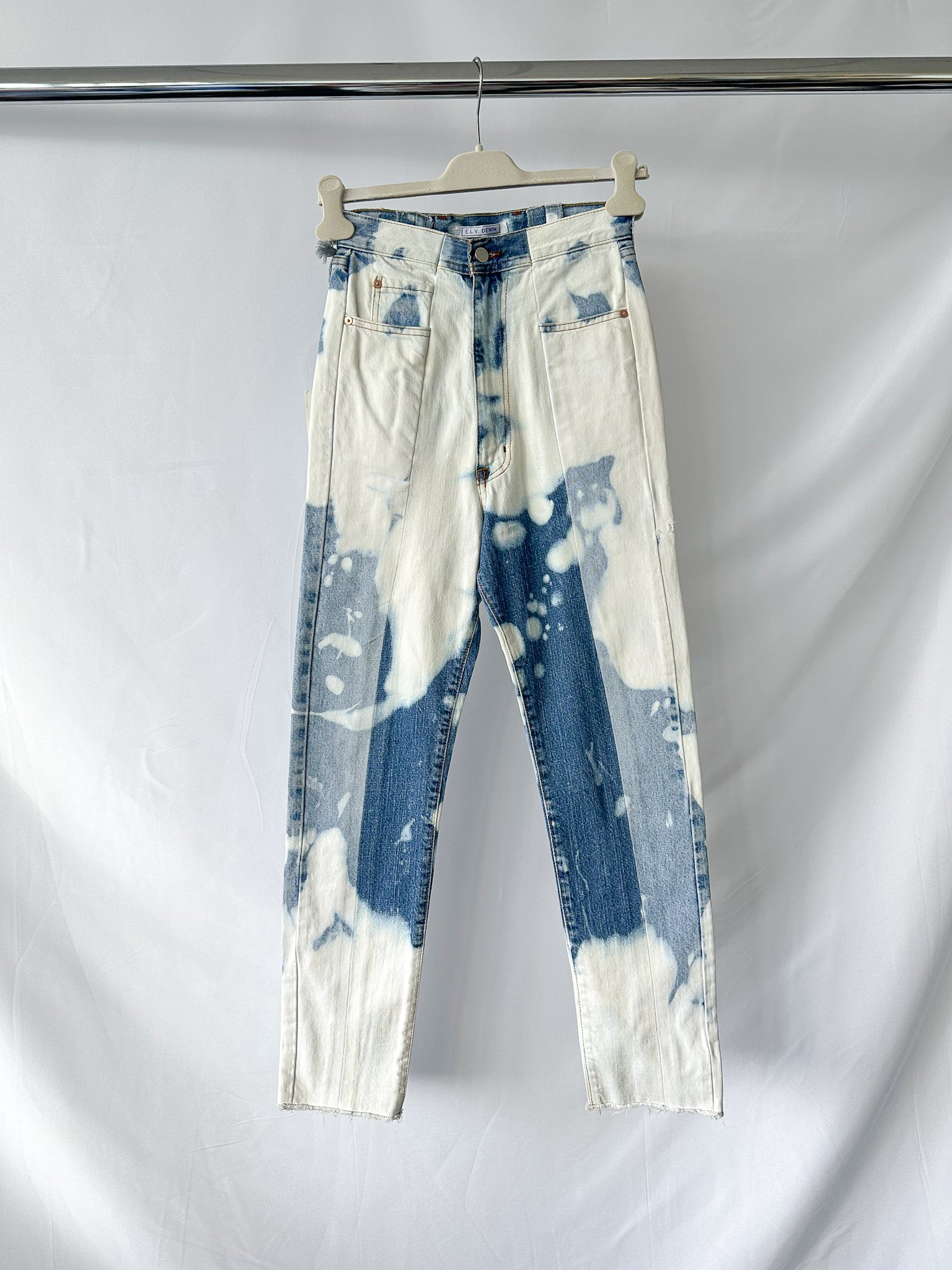 E.L.V. Denim Bleached Effect Straight Leg Jeans
